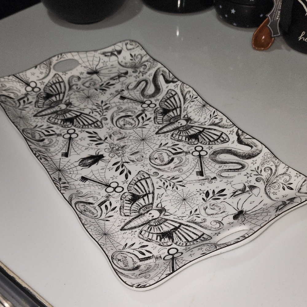 Anthropologie Black and White Decorative Tray